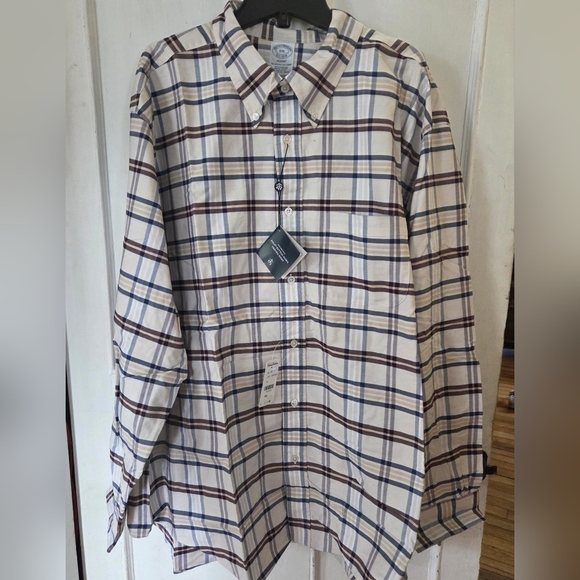 Brooks Brothers Other - NWTs Brooks Brothers Original Polo Button-Down Oxford Shirt Cream & Blue Plaid